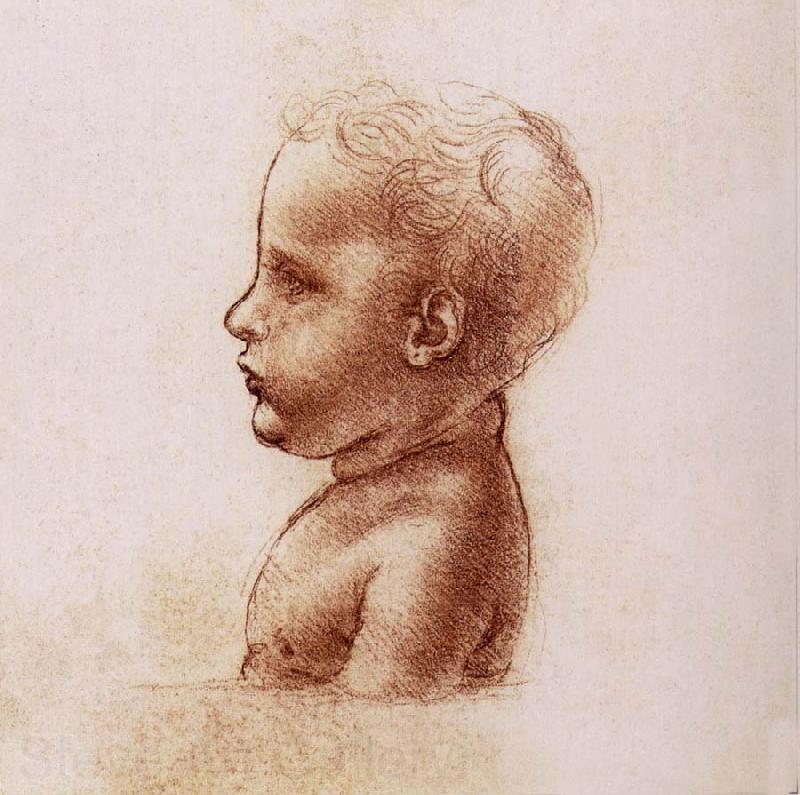 LEONARDO da Vinci Profile of a child France oil painting art